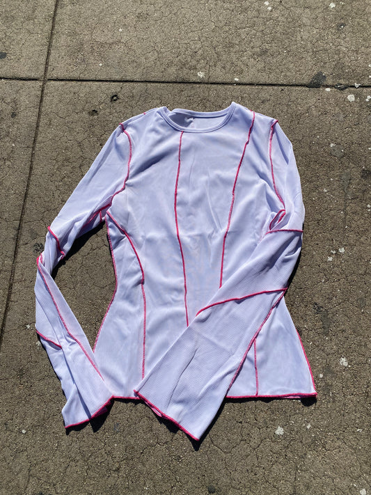90s Vintage Ribbed Flair Long Sleeve Top
