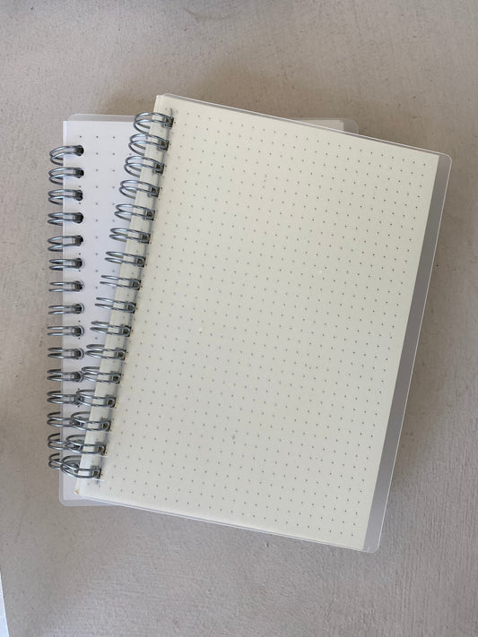 two notebooks stacked on top of each other