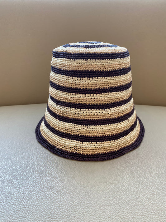 Clyde Opia Hat in Cream Tan and Brown Stripe Toquilla Straw