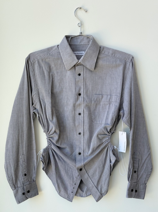 Nena Hansen grey striped shirt
