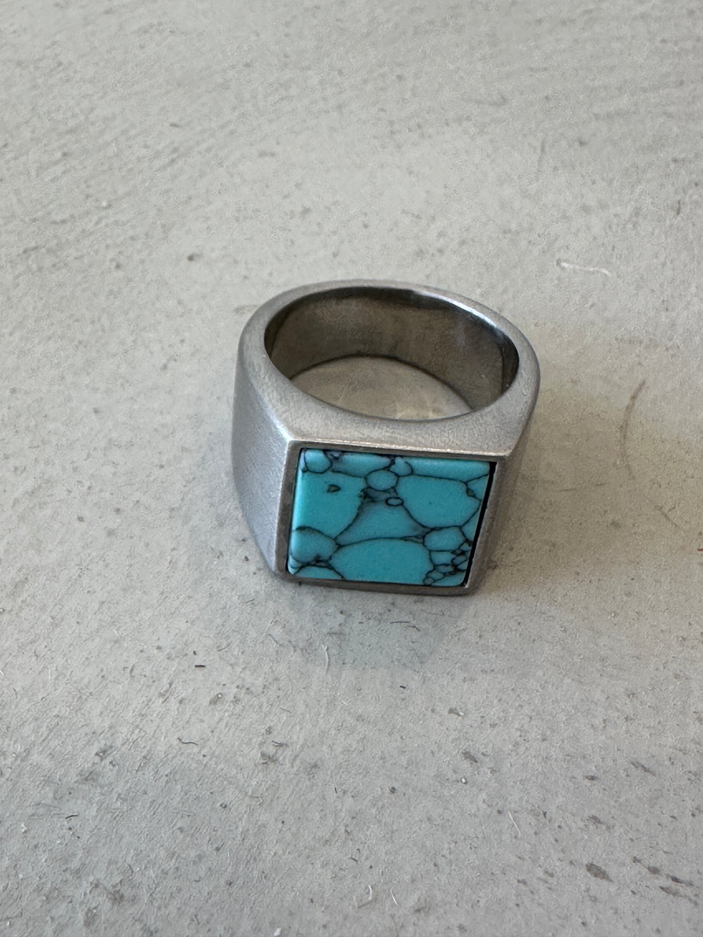 Vintage Signet ring with Turquoise and Stainless steel