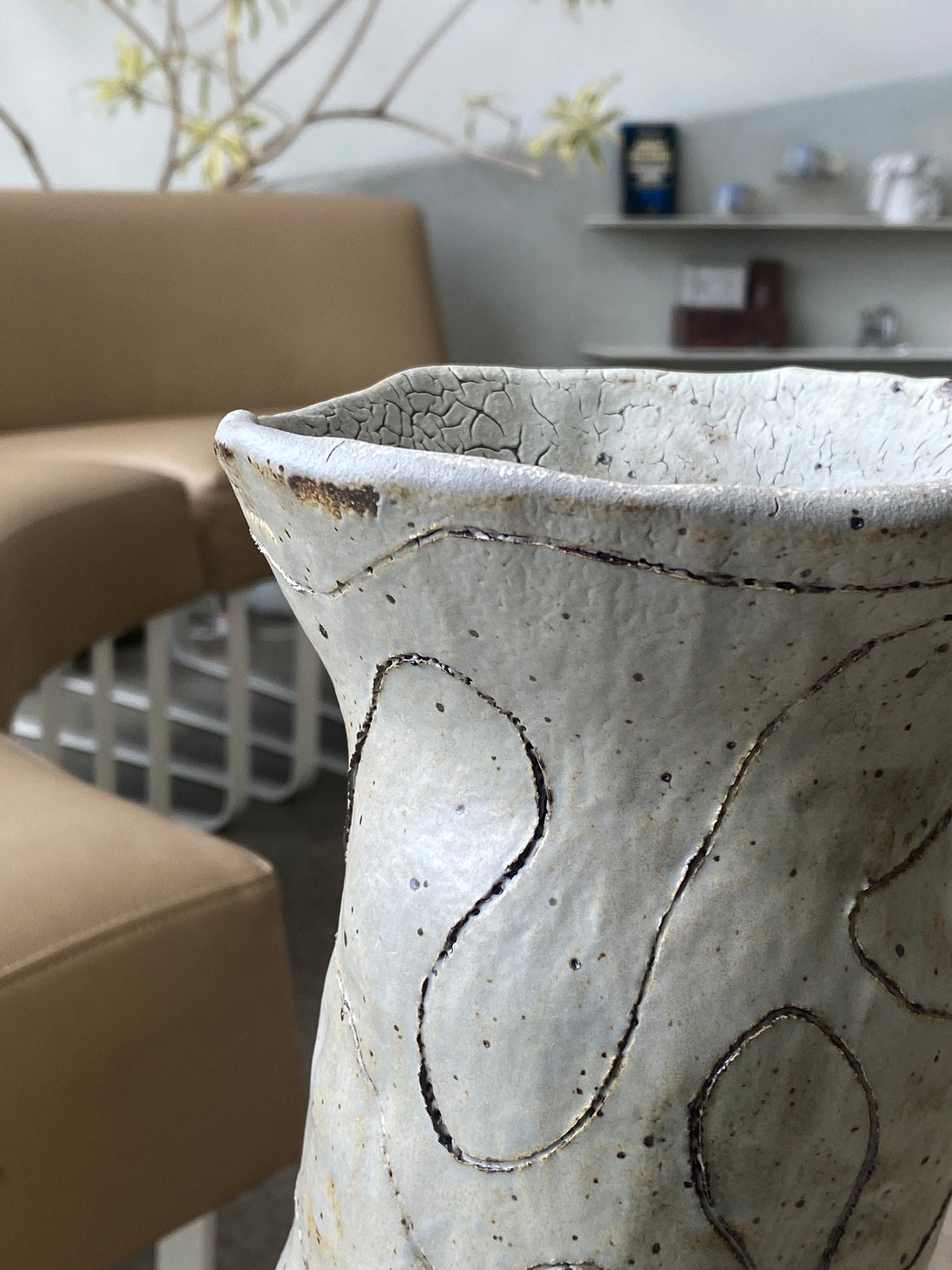 Cream ceramic vase bt Alexandra Gibbs