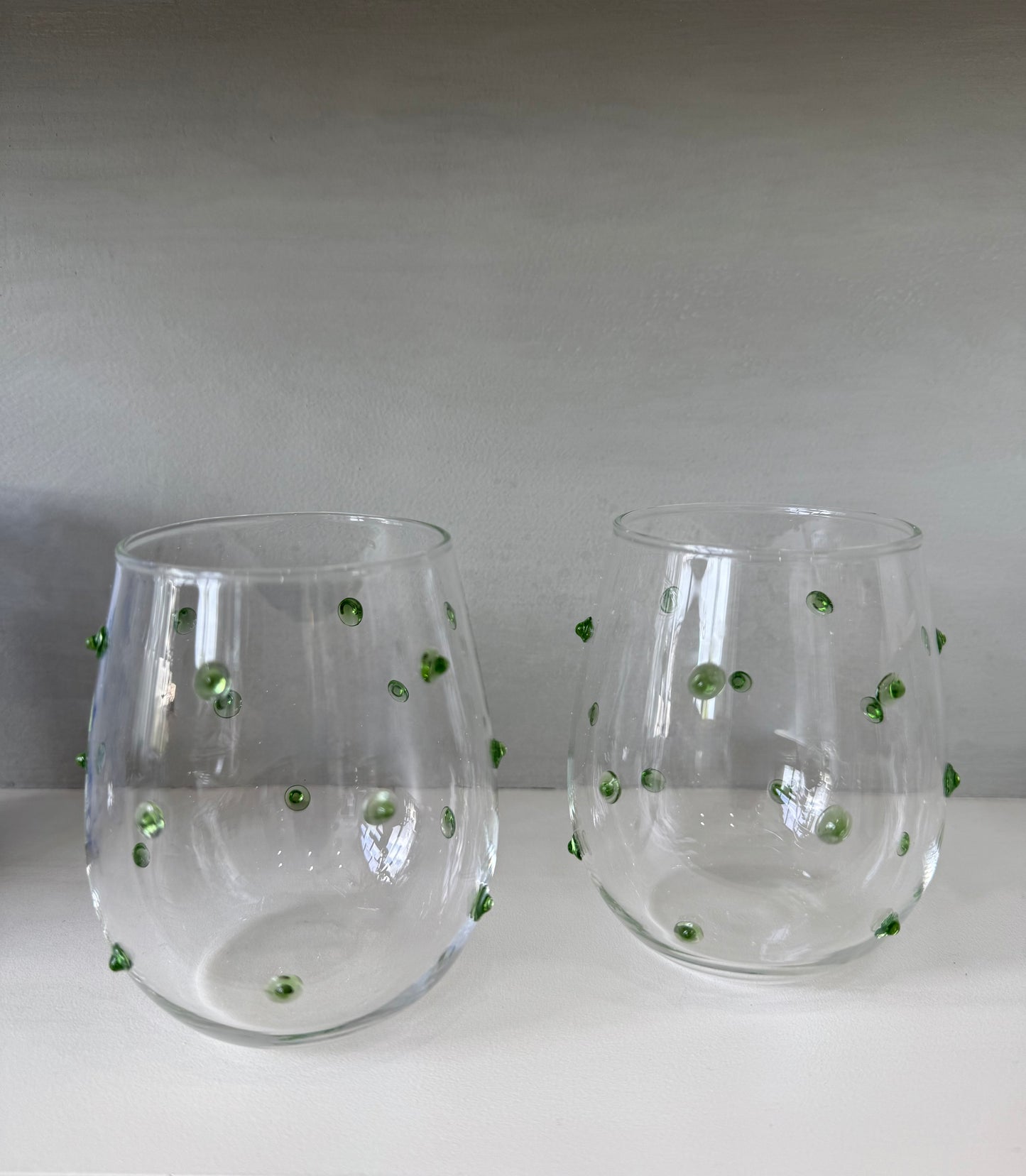 Glass tumbler cup set with green details