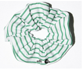 KKCo Pierced scrunchie is striped sea weed