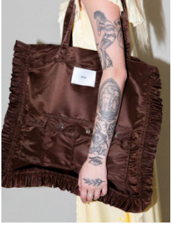 KKCo utility tote in chocolate nylon satin
