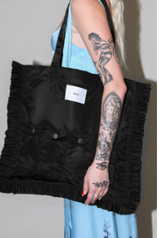 KKCo utility tote in black nylon satin