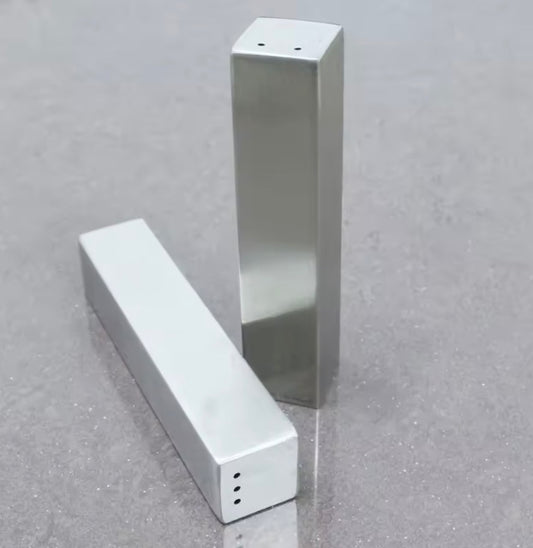Stainless Steel Square Salt + Pepper Shaker set