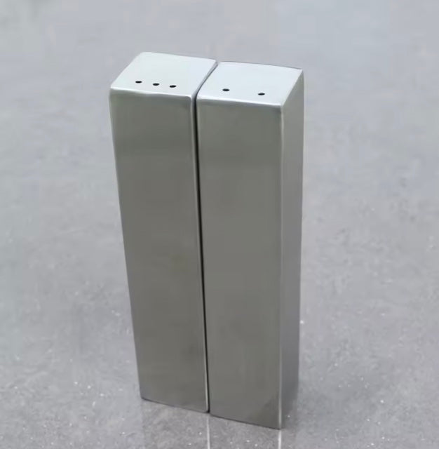 Stainless Steel Square Salt + Pepper Shaker set