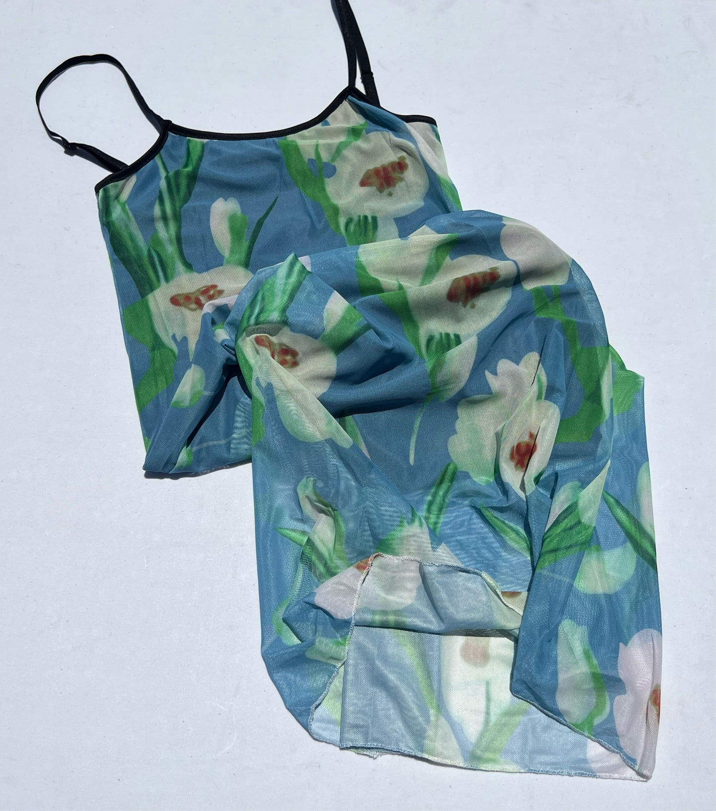 90s Flower Mesh Slip Dress