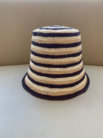 Clyde Opia Hat in Cream Tan and Brown Stripe Toquilla Straw