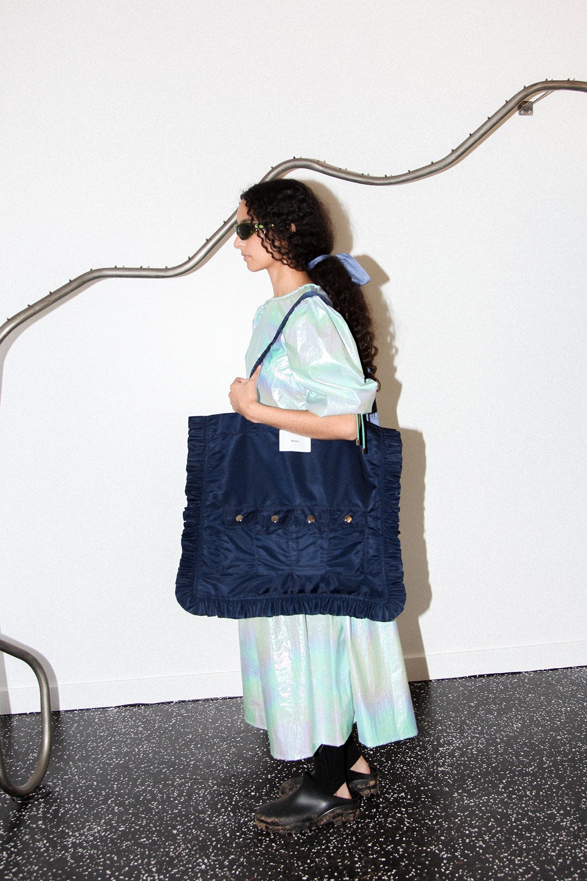 KKCo Utility Tote in Navy Nylon Satin