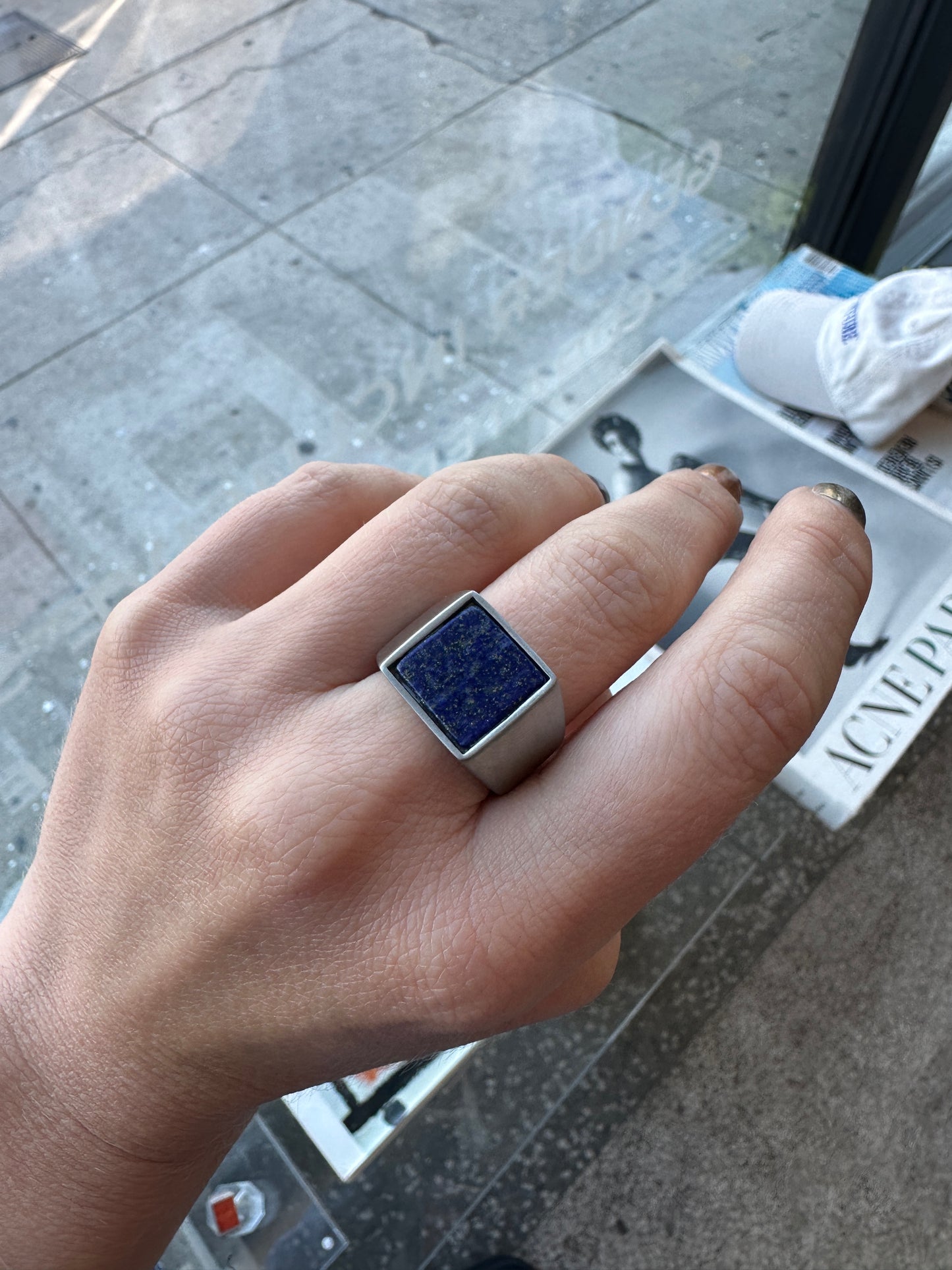 Blue stone Signet ring - Stainless Steel