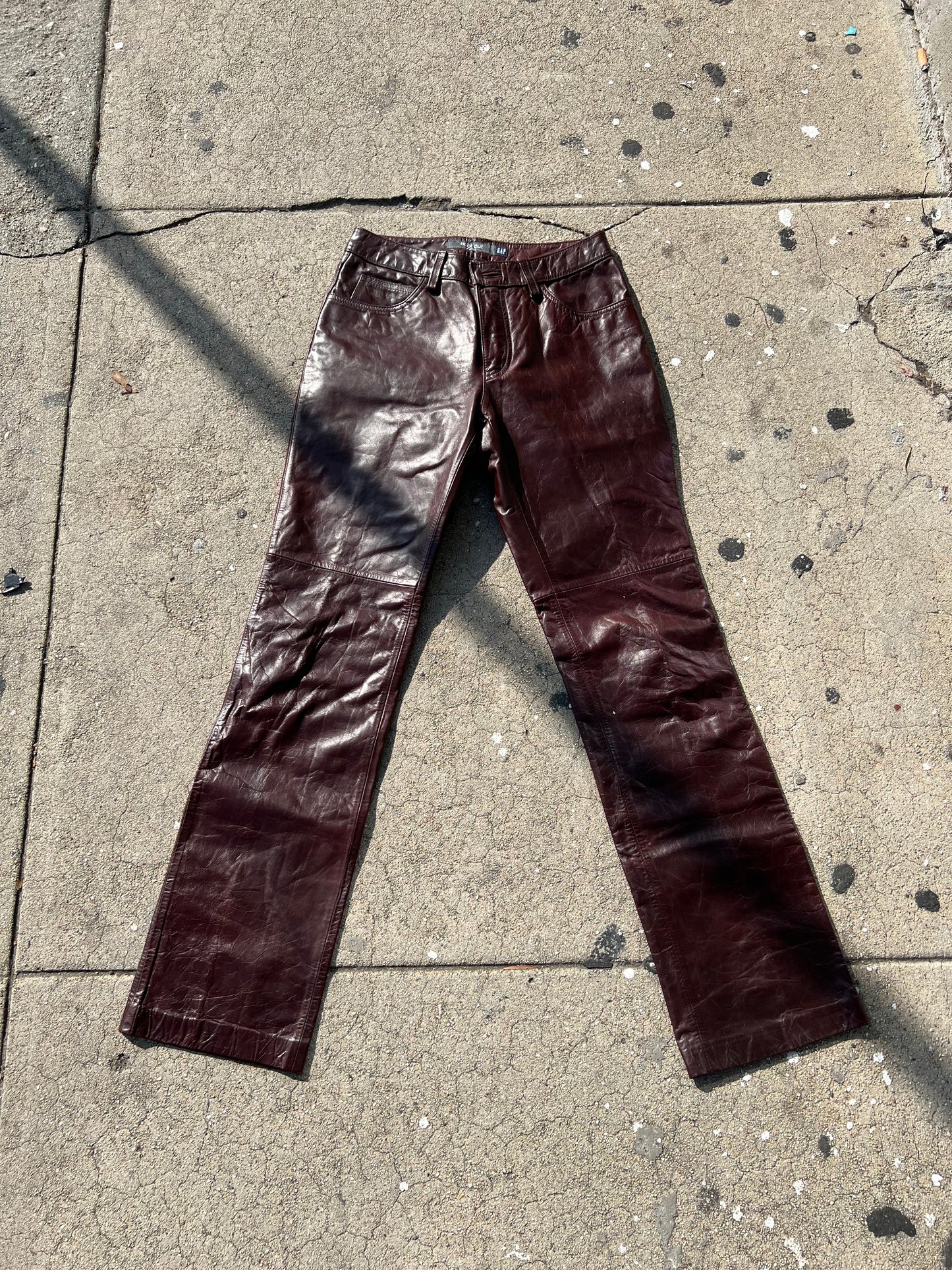 Oxblood Vintage Y2K Leather Pants