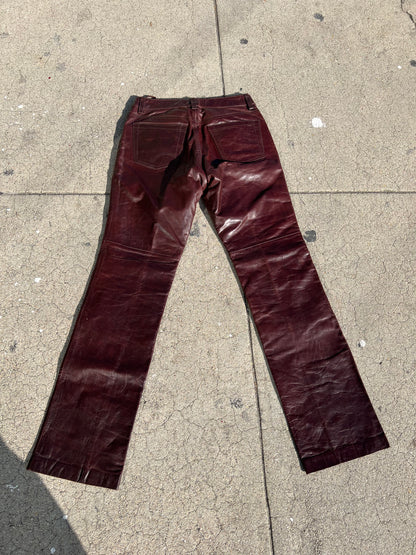 Oxblood Vintage Y2K Leather Pants