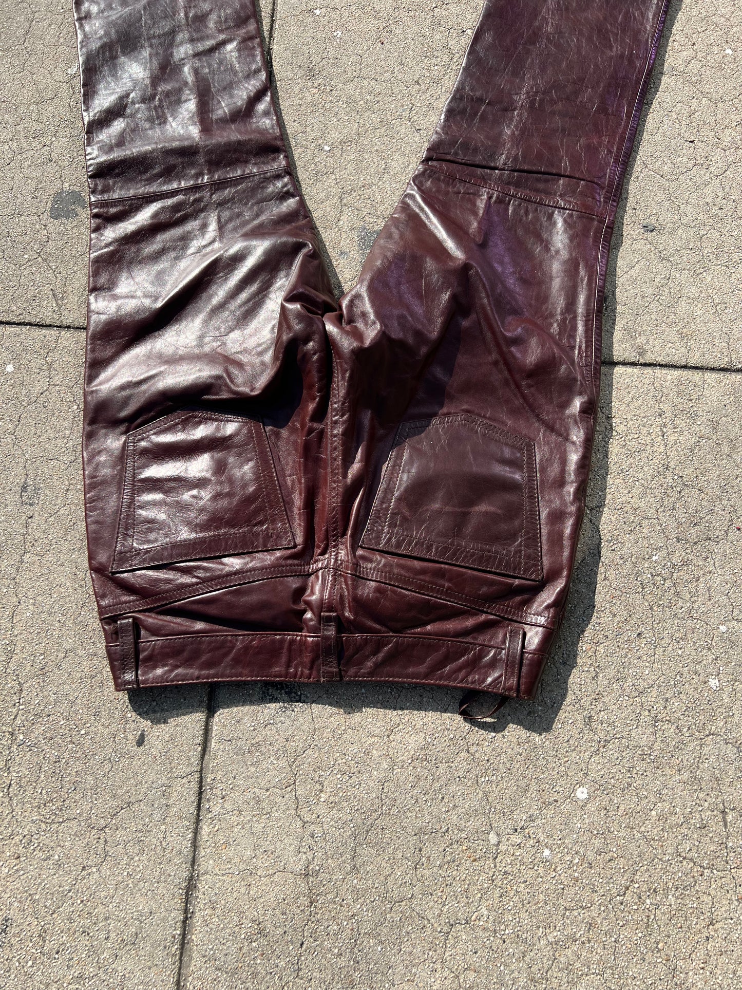 Oxblood Vintage Y2K Leather Pants