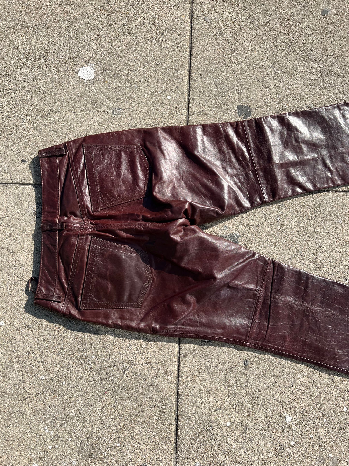 Oxblood Vintage Y2K Leather Pants