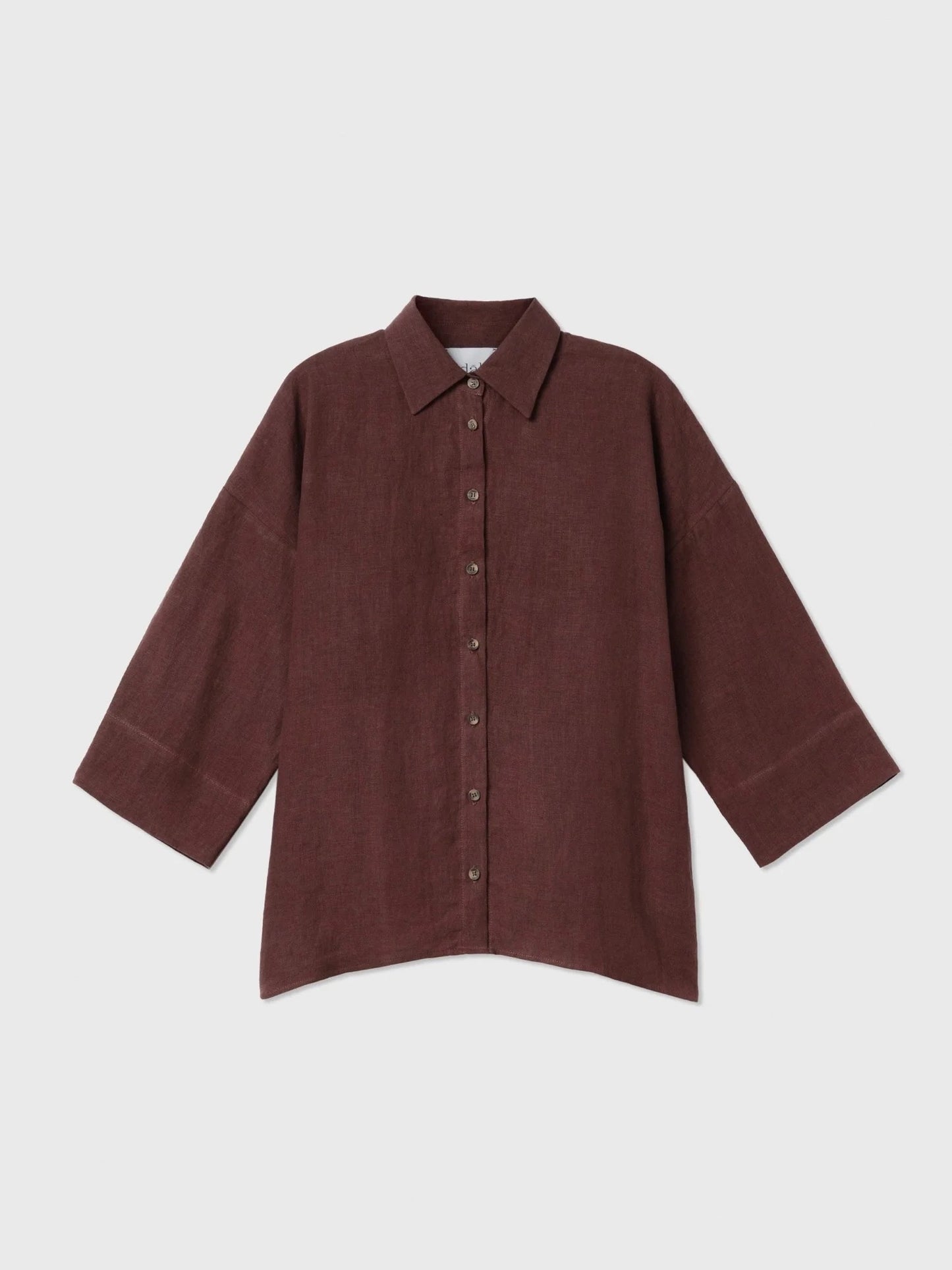 Linen oversized shirt in brown