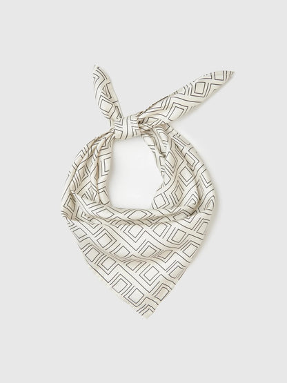 Monogram silk scarf in soft white