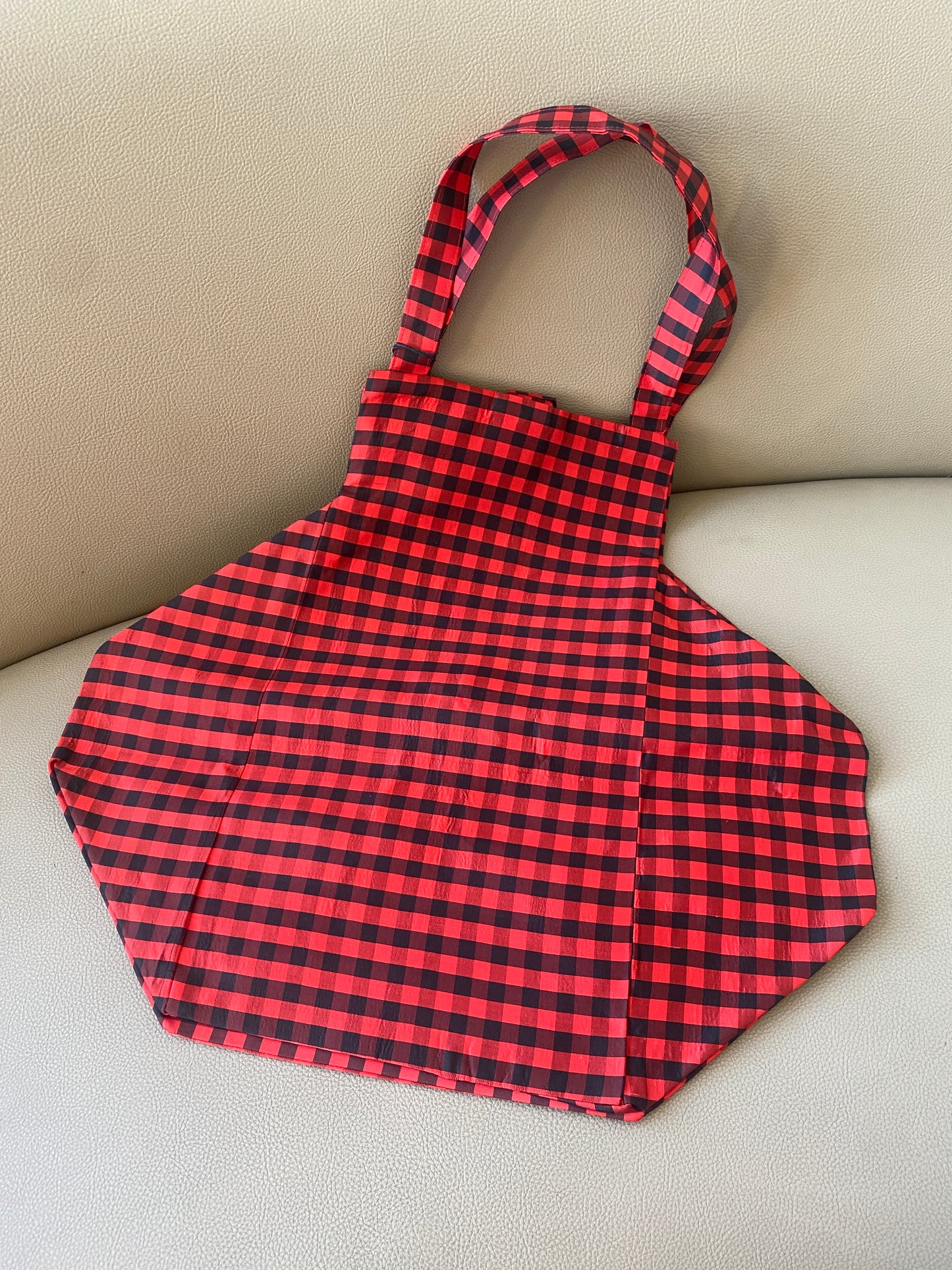 COA Large everyday bag in gingham red and brown