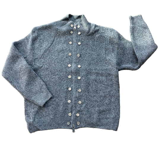 Gray Zip Up Sweater with Silver Detail