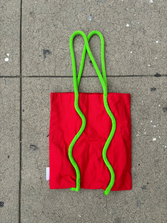 Wibby Wobbly Rope Tote by MÅLA Studio - Red and Lime