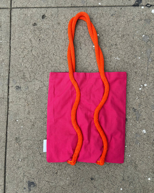 Wibby Wobbly Rope Tote by MÅLA Studio - Hot Pink  & Orange