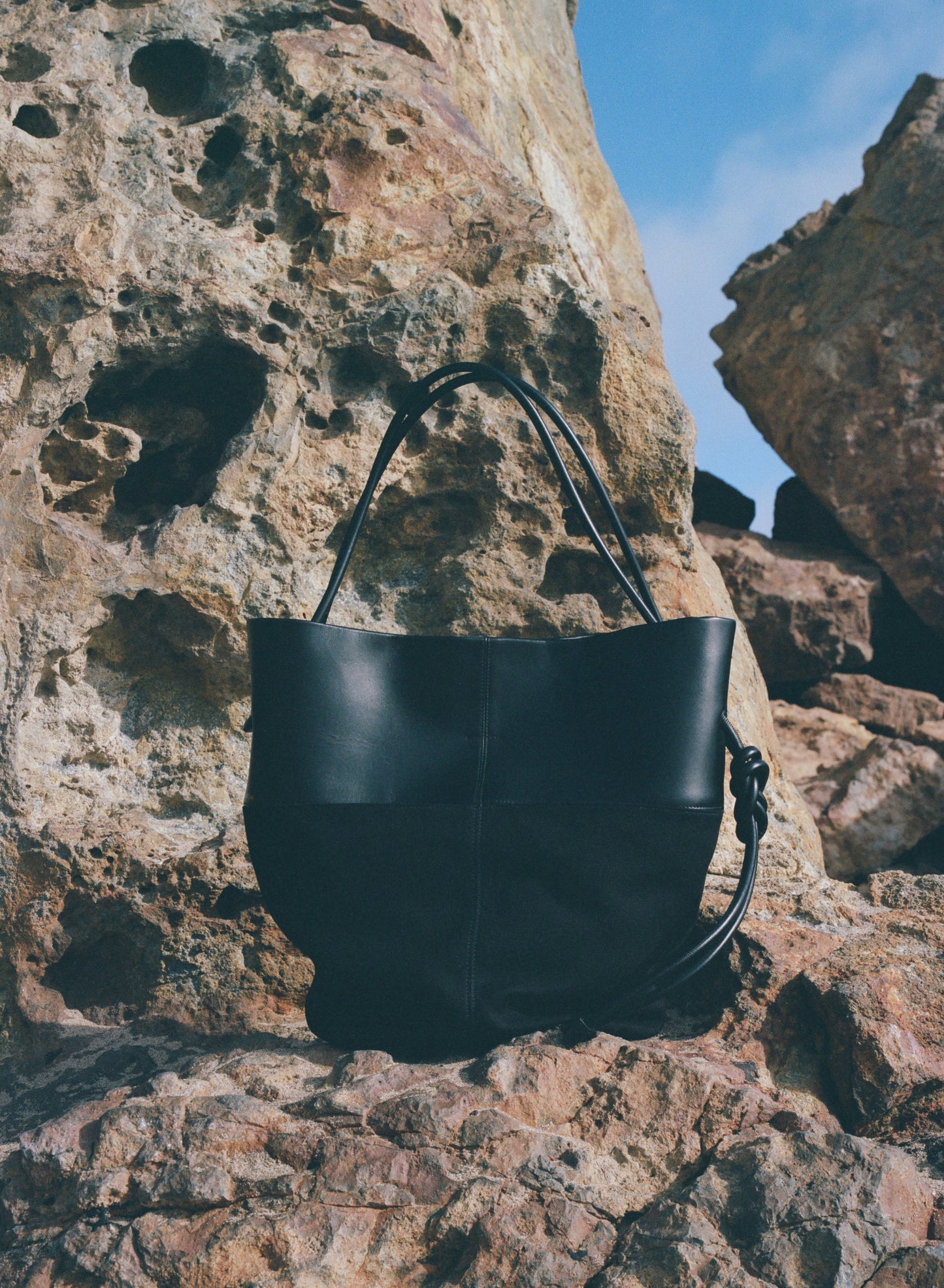 Calla Tote - Black Leather / Canvas-Pari Desai
