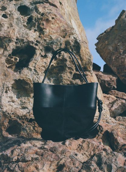 Calla Tote - Black Leather / Canvas-Pari Desai
