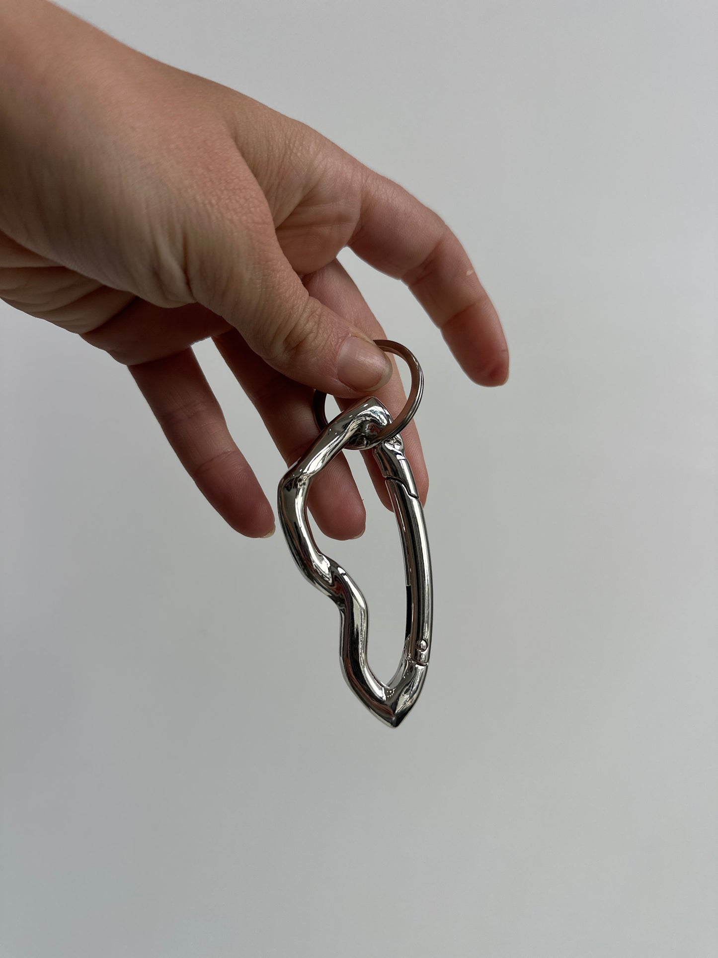 Angled Stainless Steel Carabiner Keychain