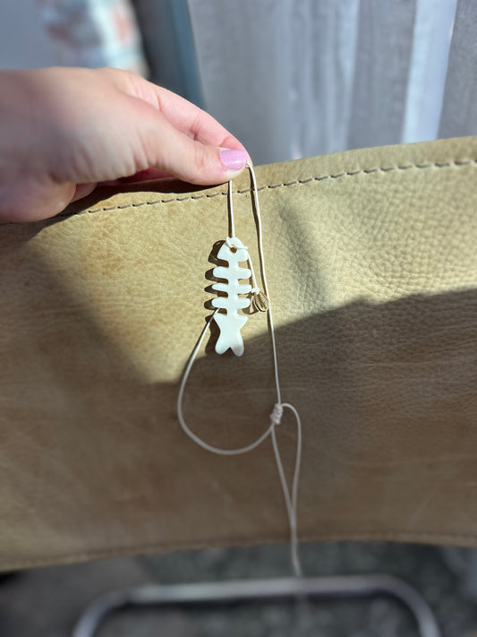 Fishbone and Brass shell rope necklace