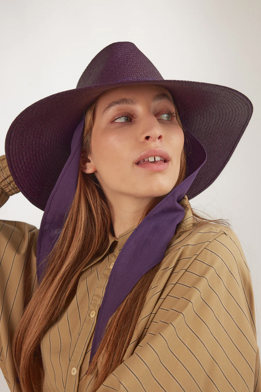 Clyde Caro Hat With Neck Shade in Ube Toquilla Straw