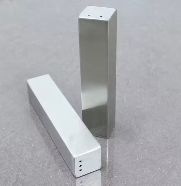 Stainless Steel Square Salt + Pepper Shaker set