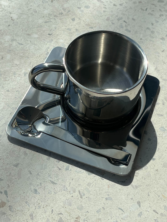 Brutalist Stainless Steel Coffee Cup Set