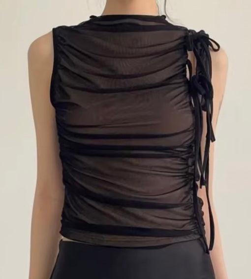 Ruched tank with bows