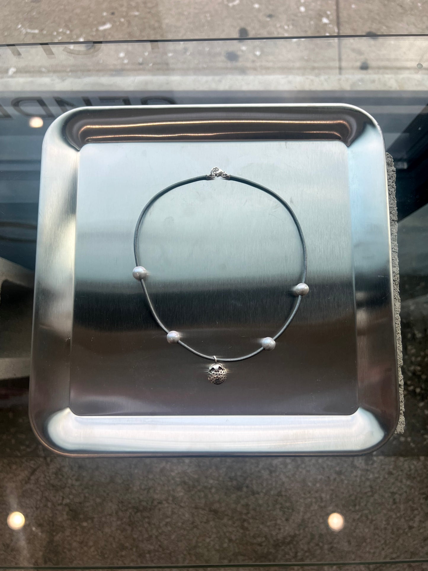 Jihye Gunmetal Strawberry Pearl Choker