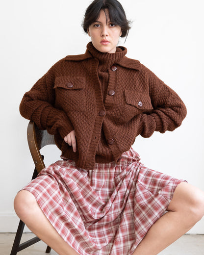 Pari Desai- Peyton Cardigan Sweater in Gingerbread and Cloud Blue