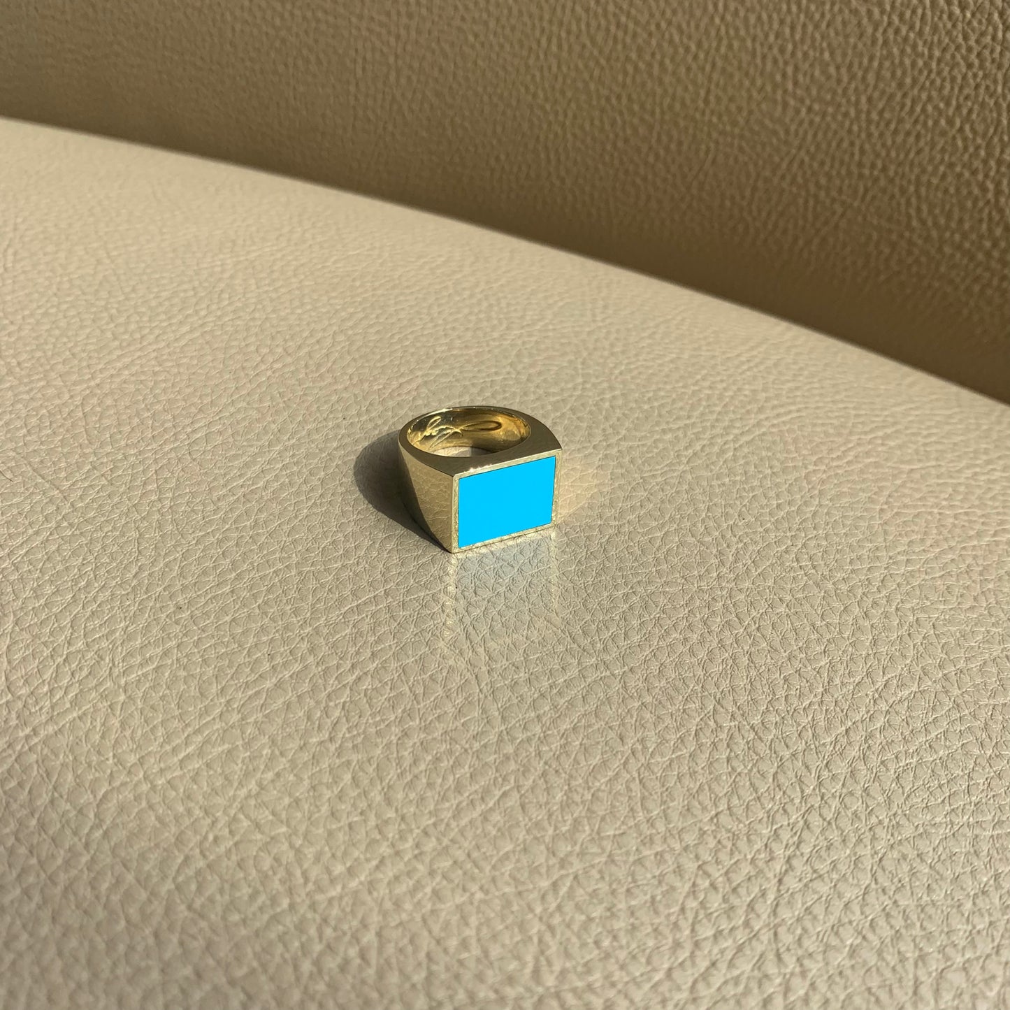 Legier Signet Ring - Brass + Turquoise